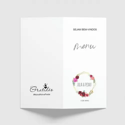 Cardápio / Menu Personalizado Casamento e Festas