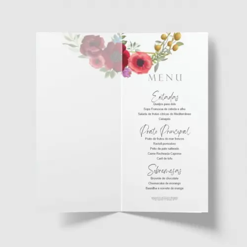Cardápio / Menu Personalizado Casamento e Festas