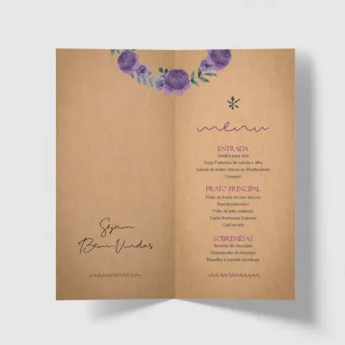 Cardápio / Menu Personalizado Casamento e Festas