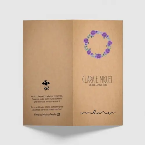 Cardápio / Menu Personalizado Casamento e Festas