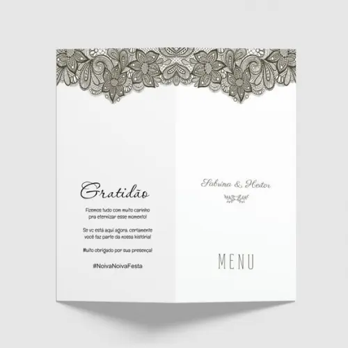 Cardápio / Menu Personalizado Casamento e Festas