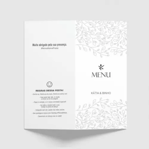 Cardápio / Menu Personalizado Casamento e Festas