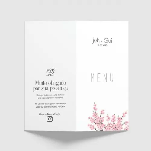 Cardápio / Menu Personalizado Casamento e Festas