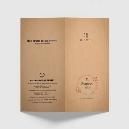 Cardápio / Menu Personalizado Casamento e Festas