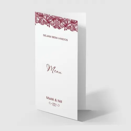 Cardápio / Menu Personalizado Casamento e Festas