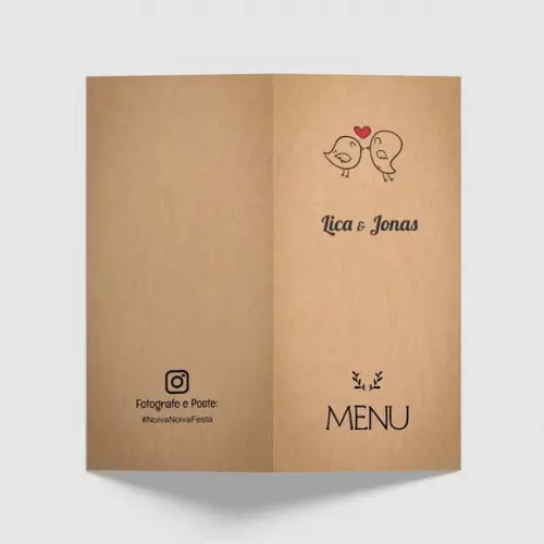 Cardápio / Menu Personalizado Casamento e Festas