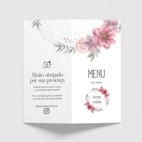 Cardápio / Menu Personalizado Casamento e Festas