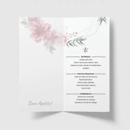 Cardápio / Menu Personalizado Casamento e Festas
