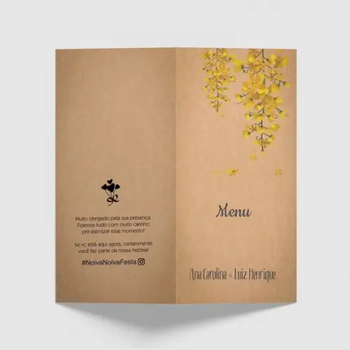Cardápio / Menu Personalizado Casamento e Festas
