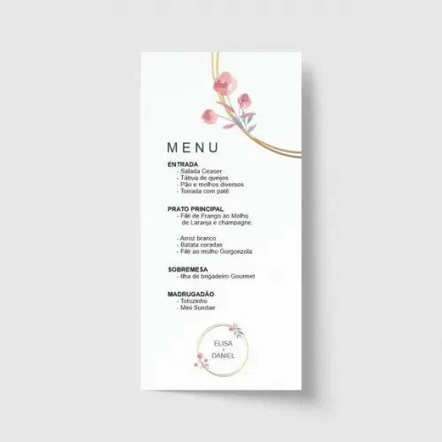 Cardápio / Menu personalizado casamento e festas 10cm x 21cm