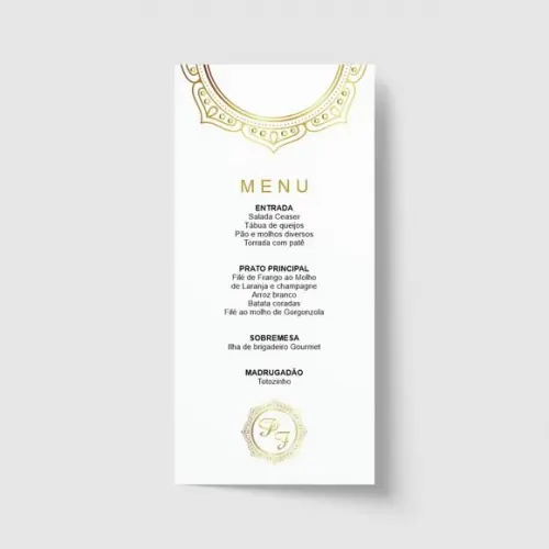 Cardápio / Menu personalizado casamento e festas 10cm x 21cm