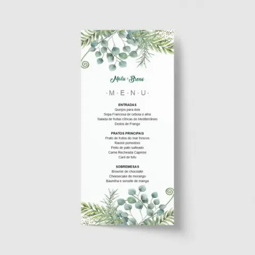 Cardápio / Menu personalizado casamento e festas 10cm x 21cm