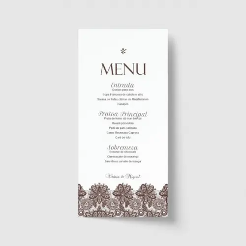 Cardápio / Menu personalizado casamento e festas 10cm x 21cm