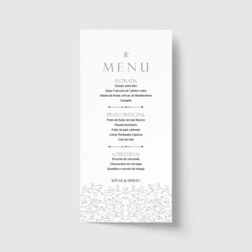 Cardápio / Menu personalizado casamento e festas 10cm x 21cm