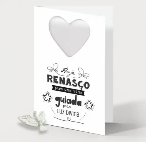 Cartão Batismo Person. c/ Aplique Divino Espírito Santo