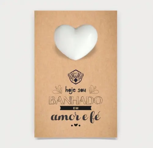 Cartão Batismo Personalizado c/ Aplique Sabonete Coração.