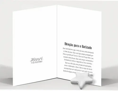 Cartão Batismo Personalizado c/ Aplique Sabonete Estrela