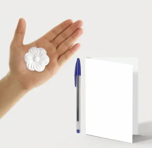 Cartão Batismo Personalizado c/ Aplique Sabonete Flor.