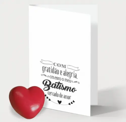 Cartão Batizado Personalizado c/ Aplique Sabonete Coração