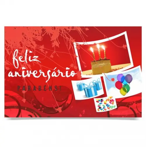 Cartão de Aniversário Personalizado. 10x15cm. Pct. c/ 12un