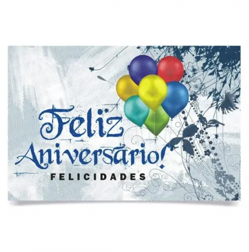Cartão de Aniversário Personalizado. 10x15cm. Pct. c/ 12un