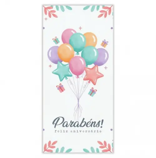 Cartão de Aniversário Personalizado. 10x21cm. Pct. c/ 12un