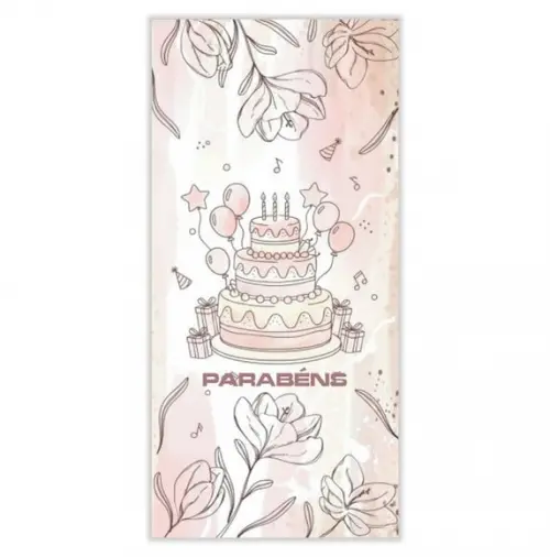 Cartão de Aniversário Personalizado. 10x21cm. Pct. c/ 12un
