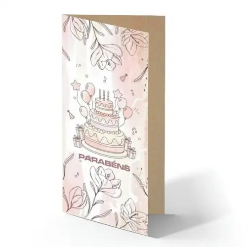 Cartão de Aniversário Personalizado. 10x21cm. Pct. c/ 12un