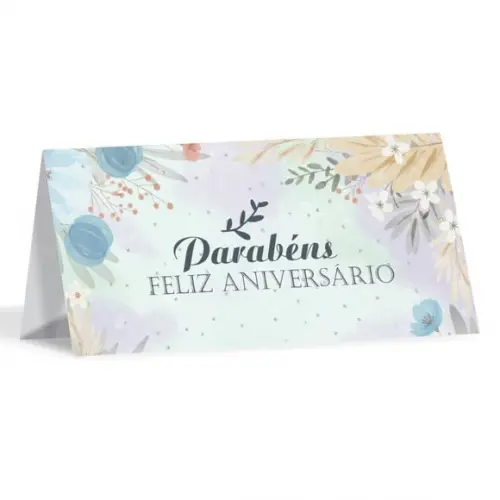 Cartão de Aniversário Personalizado. 10x21cm. Pct. c/ 12un