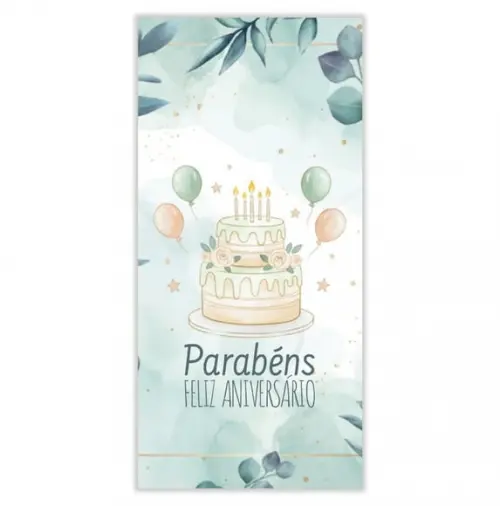Cartão de Aniversário Personalizado. 10x21cm. Pct. c/ 12un
