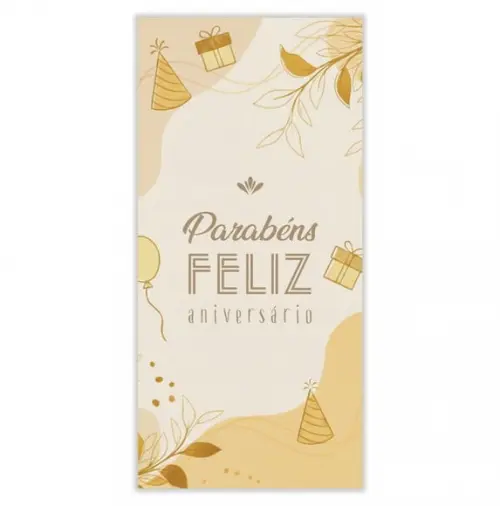 Cartão de Aniversário Personalizado. 10x21cm. Pct. c/ 12un