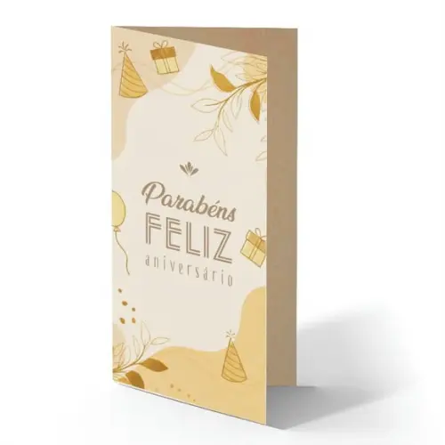 Cartão de Aniversário Personalizado. 10x21cm. Pct. c/ 12un