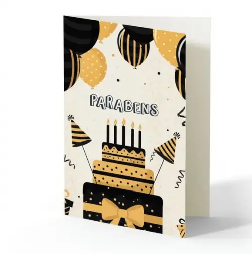 Cartão de Aniversário Personalizado. 12x19cm. Pct. c/ 12un