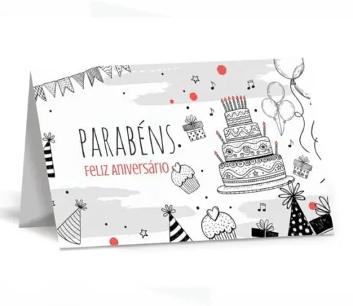 Cartão de Aniversário Personalizado. 12x19cm. Pct. c/ 12un