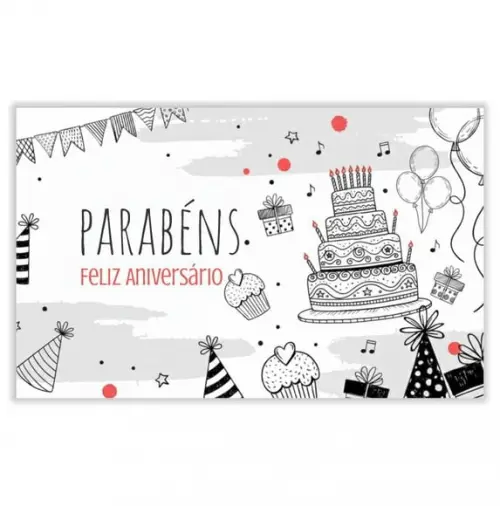 Cartão de Aniversário Personalizado. 12x19cm. Pct. c/ 12un
