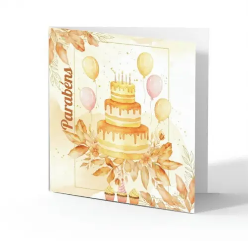 Cartão de Aniversário Personalizado. 15x15cm. Pct. c/ 12un
