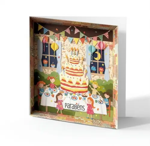 Cartão de Aniversário Personalizado. 15x15cm. Pct. c/ 12un