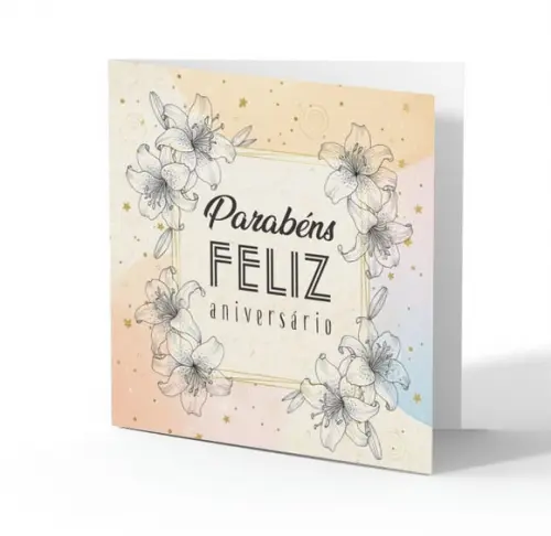 Cartão de Aniversário Personalizado. 15x15cm. Pct. c/ 12un