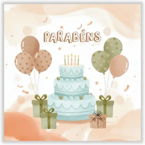Cartão de Aniversário Personalizado. 15x15cm. Pct. c/ 12un