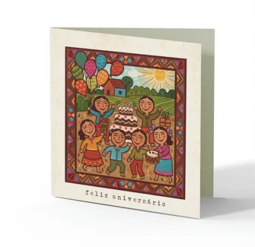 Cartão de Aniversário Personalizado. 15x15cm. Pct. c/ 12un