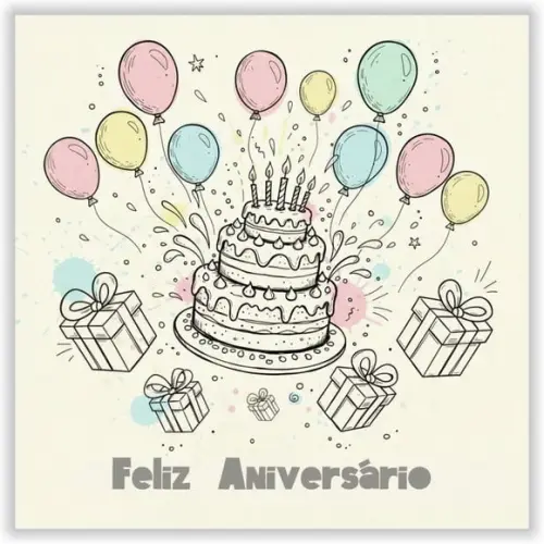 Cartão de Aniversário Personalizado. 15x15cm. Pct. c/ 12un