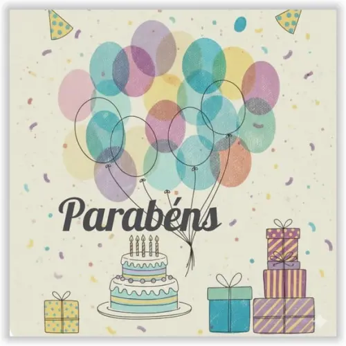 Cartão de Aniversário Personalizado. 15x15cm. Pct. c/ 12un