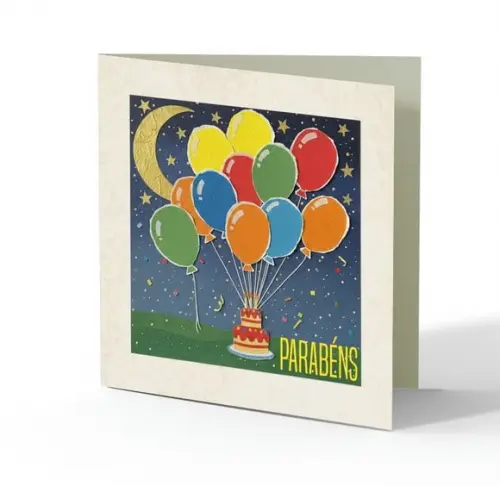 Cartão de Aniversário Personalizado. 15x15cm. Pct. c/ 12un