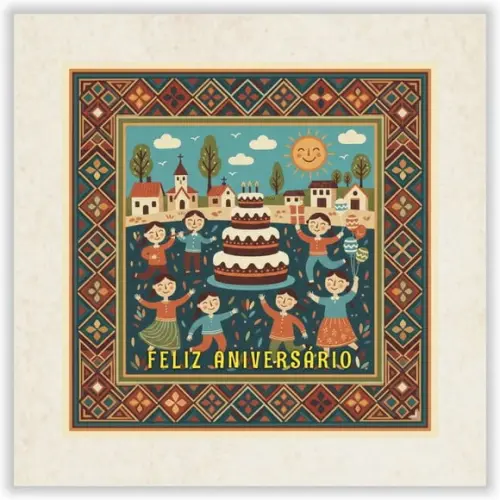 Cartão de Aniversário Personalizado. 15x15cm. Pct. c/ 12un