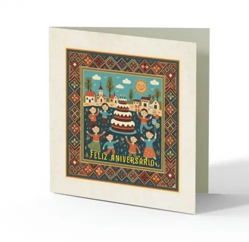 Cartão de Aniversário Personalizado. 15x15cm. Pct. c/ 12un