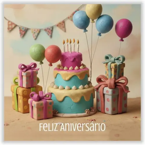 Cartão de Aniversário Personalizado. 15x15cm. Pct. c/ 12un