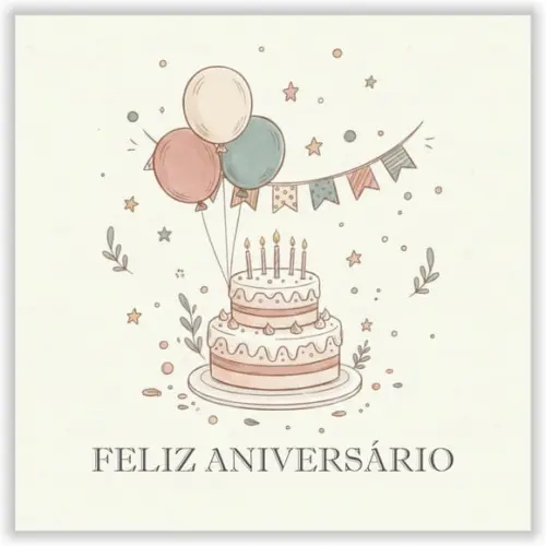 Cartão de Aniversário Personalizado. 15x15cm. Pct. c/ 12un