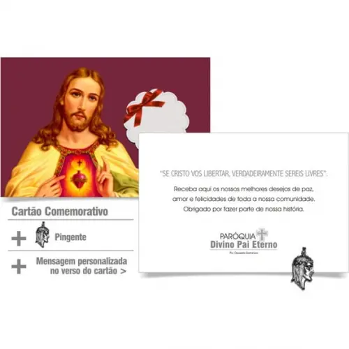 CARTÃO DE FELICITAÇÕES PERSONALIZADO + PINGENTE + ENVELOPE.