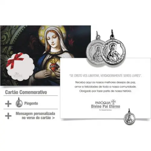 CARTÃO DE FELICITAÇÕES PERSONALIZADO + PINGENTE + ENVELOPE.
