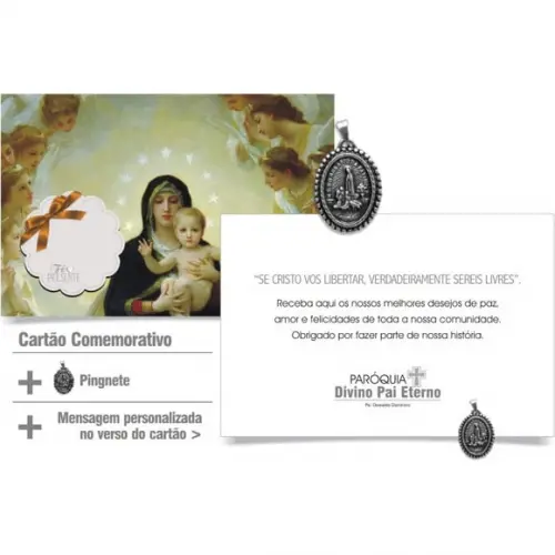 CARTÃO DE FELICITAÇÕES PERSONALIZADO + PINGENTE + ENVELOPE.